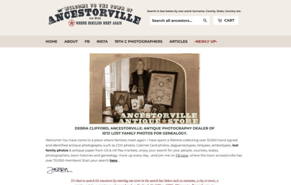 Ancestorville family photos for genealogy website
