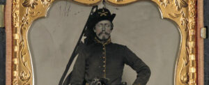 Framed tintype of soldier in American Civil War